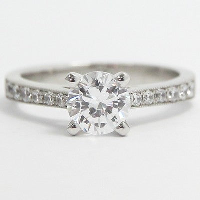 Tapered Channel Set Engagement Ring 14k White Gold E93312