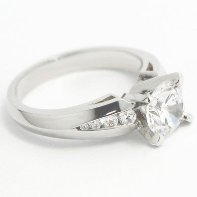 Tapered Knife Edge Channel Set Engagement Ring 14k White Gold