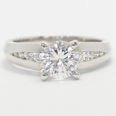 Tapered Knife Edge Channel Set Engagement Ring 14k White Gold