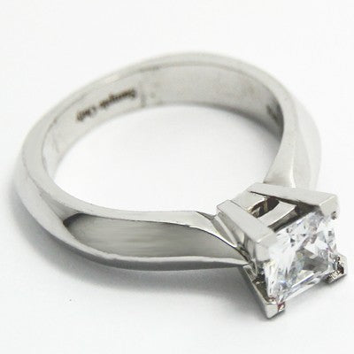 Tapered Knife Edge Engagement Ring 14k White Gold E93244