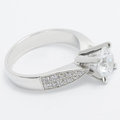 Tapered Style Pave Setting Engagement Setting 14k White Gold E93495