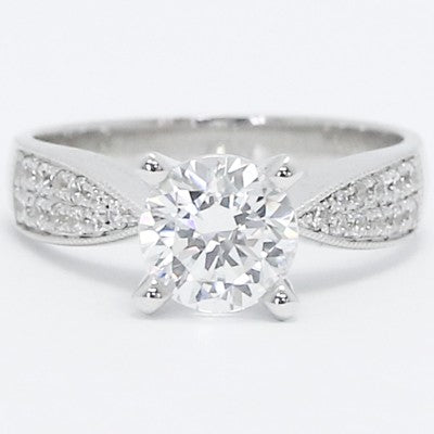 Tapered Style Pave Setting Engagement Setting 14k White Gold E93495