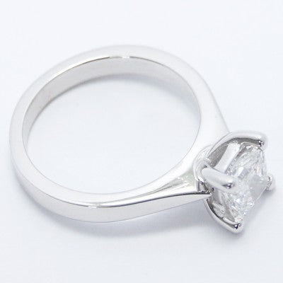 Tapered Solid Style Princess Cut Engagement Ring 14k White Gold E93985P
