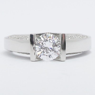 Tension Setting with Side Pave Accents 14k White Gold E93953
