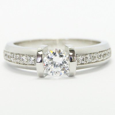 Tension Style Bead Set Diamond Engagement Ring 14k White Gold E93491