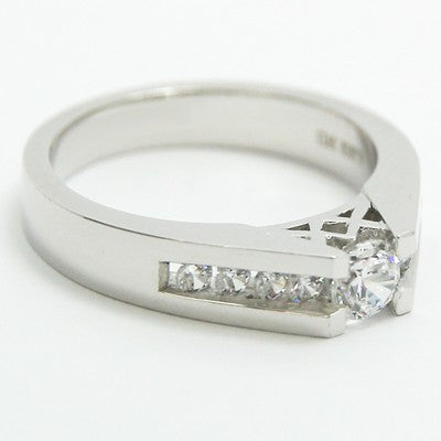 Tension Style Channel Set Diamond Ring 14k White Gold ES93359