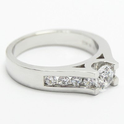 Tension Style Channel Set Engagement Ring 14k White Gold
