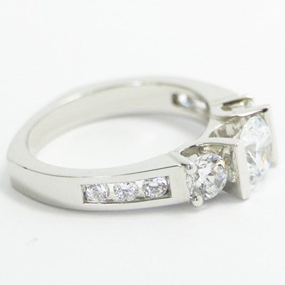 Tension Style Double Bar Setting Engagement Ring 14k White Gold