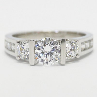 Tension Style Double Bar Setting Engagement Ring 14k White Gold E93509