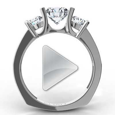 Tension Style Double Bar Setting Engagement Ring 14k White Gold E93509