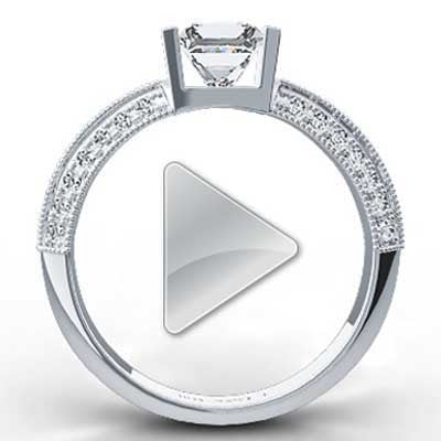 Tension Style Princess Cut Engagement Ring 14k White Gold E93493