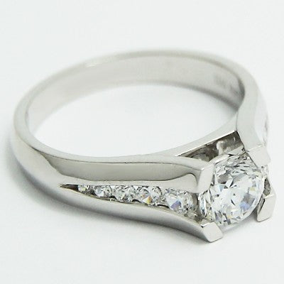 Tension Style Tapered Channel Engagement Ring 14k White Gold E93503
