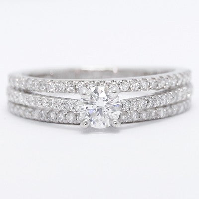 G98436 Three Row Split Shank Diamond Engagement Ring 14k White Gold