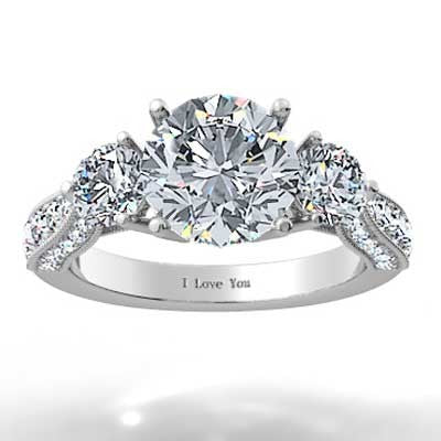 Three Sided Pave Set Ring 14k White Gold E93699