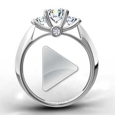 Three Stone Knife Edge Setting 14k White Gold