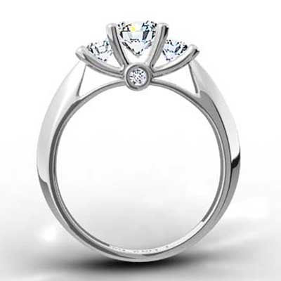 Three Stone Knife Edge Setting 14k White Gold E93309