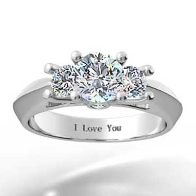 Three Stone Knife Edge Setting 14k White Gold