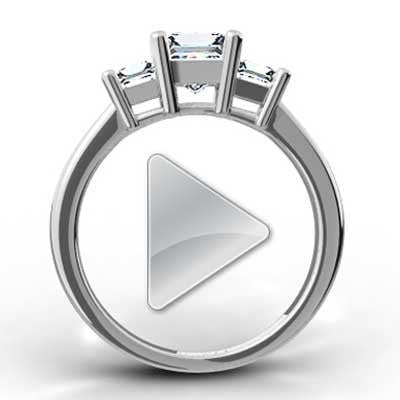 Three Stone Princess Setting 14k White Gold