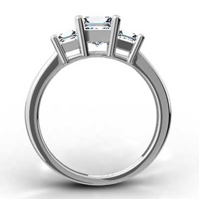 Three Stone Princess Setting 14k White Gold E93773