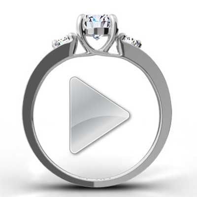 Three Stone Round Brilliant Setting 14k White Gold