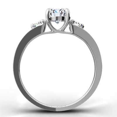 Three Stone Round Brilliant Setting 14k White Gold