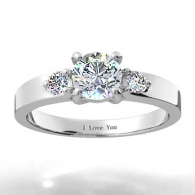 Three Stone Round Brilliant Setting 14k White Gold