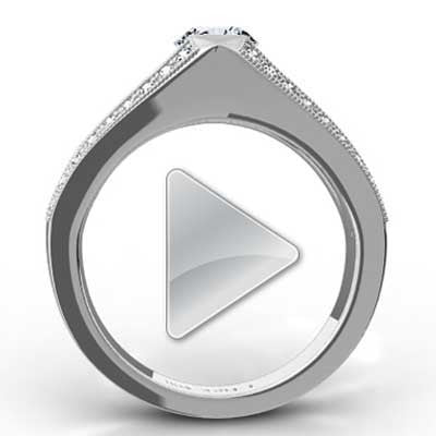 Triple Band Tension Set Engagement Ring 14k White Gold