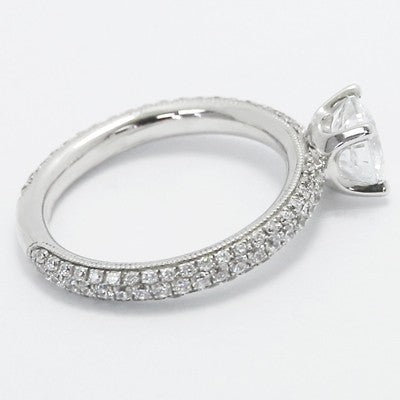 Triple Pave Comfort fit Engagement Ring 14k White Gold E93508-2
