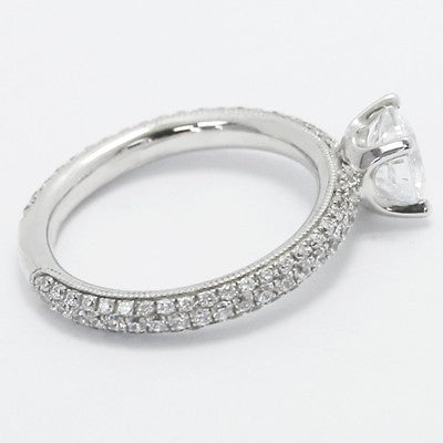 E93508-2-Triple Pave Comfort fit Engagement Ring 14k White Gold
