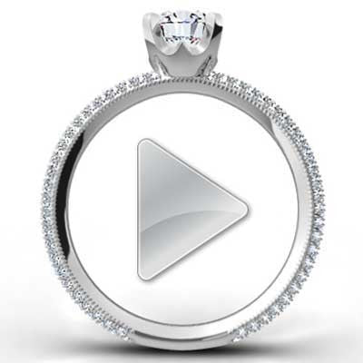 Triple Pave Comfort fit Engagement Ring 14k White Gold E93508-2