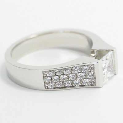 E93465-1-Triple Row Princess Cut Engagement Ring 14k White Gold