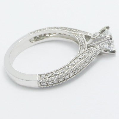 Triple Sided Pave Engagement Ring 14k White Gold E93613