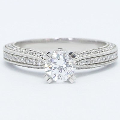 Triple Sided Pave Engagement Ring 14k White Gold E93613