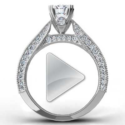 Triple Sided Pave Engagement Ring 14k White Gold E93613