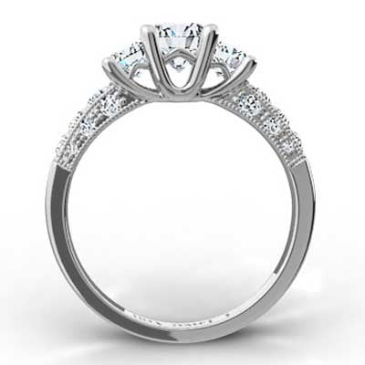 Triple Sided Pave Set Diamond Ring 14k White Gold E93552