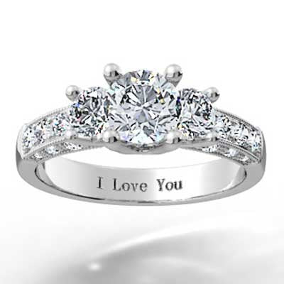 Triple Sided Pave Set Diamond Ring 14k White Gold E93552