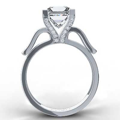 Tulip Style Pave Set Diamond Ring 14k White Gold
