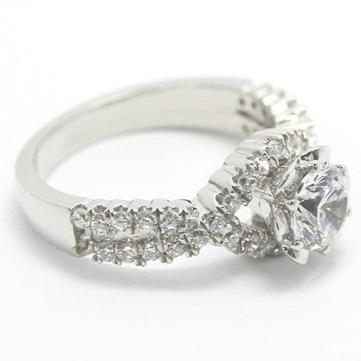E93618-Twist Lotus Style Engagement Ring 14k White Gold