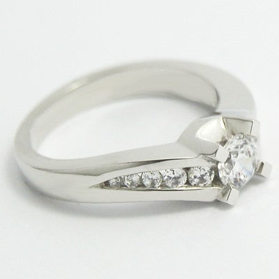 Twisted Channel Set Diamond Engagement Ring 14k White Gold