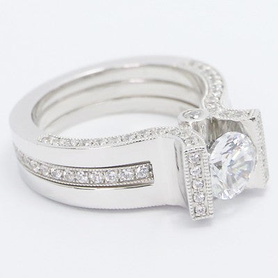 Two Piece Set Diamond Engagement Ring 14k White Gold E93830