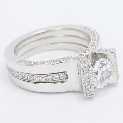Two Piece Set Diamond Engagement Ring 14k White Gold E3830