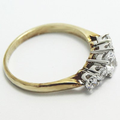 Two Tone Cathedral Set Five-Stone Ring 14k White & Yellow Gold E93789