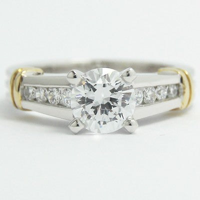 Two Tone Channel Set Engagement Ring 14k White and Yellow Gold