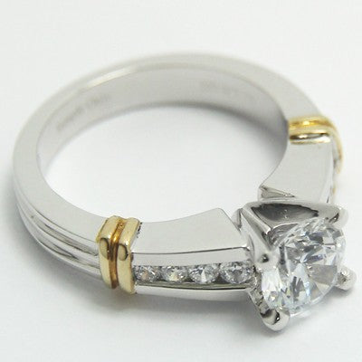 Two Tone Channel Set Engagement Ring 14k White and Yellow Gold