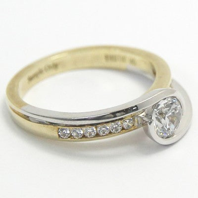 Two Tone Swirl Style Diamond Ring 14k White and Yellow Gold E93822