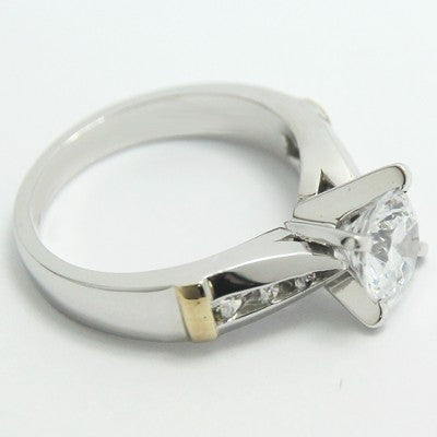 Two Tone Tapered Engagement Ring 14k White & Yellow Gold ES93340