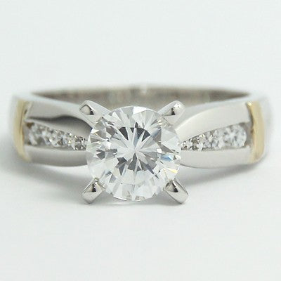 Two Tone Tapered Engagement Ring 14k White & Yellow Gold ES93340
