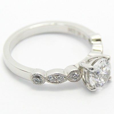 Unique Shaped Diamond Engagement Shank 14k White Gold