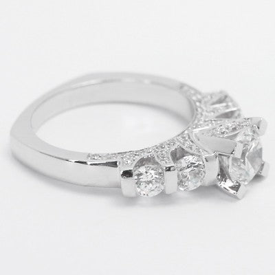 Vintage Style Diamond Engagement Ring 14k White Gold