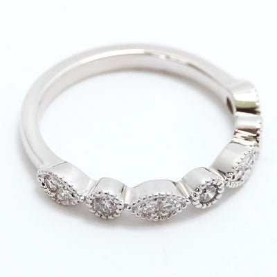 W94232-H Milgrained Marquise and Dot Diamond Wedding Ring 14k White Gold